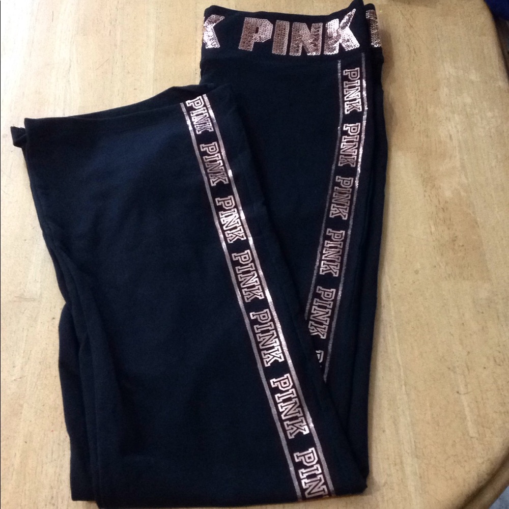 😍️Pink bling flat waist cotton yoga pants😍 - Picture 2 of 5